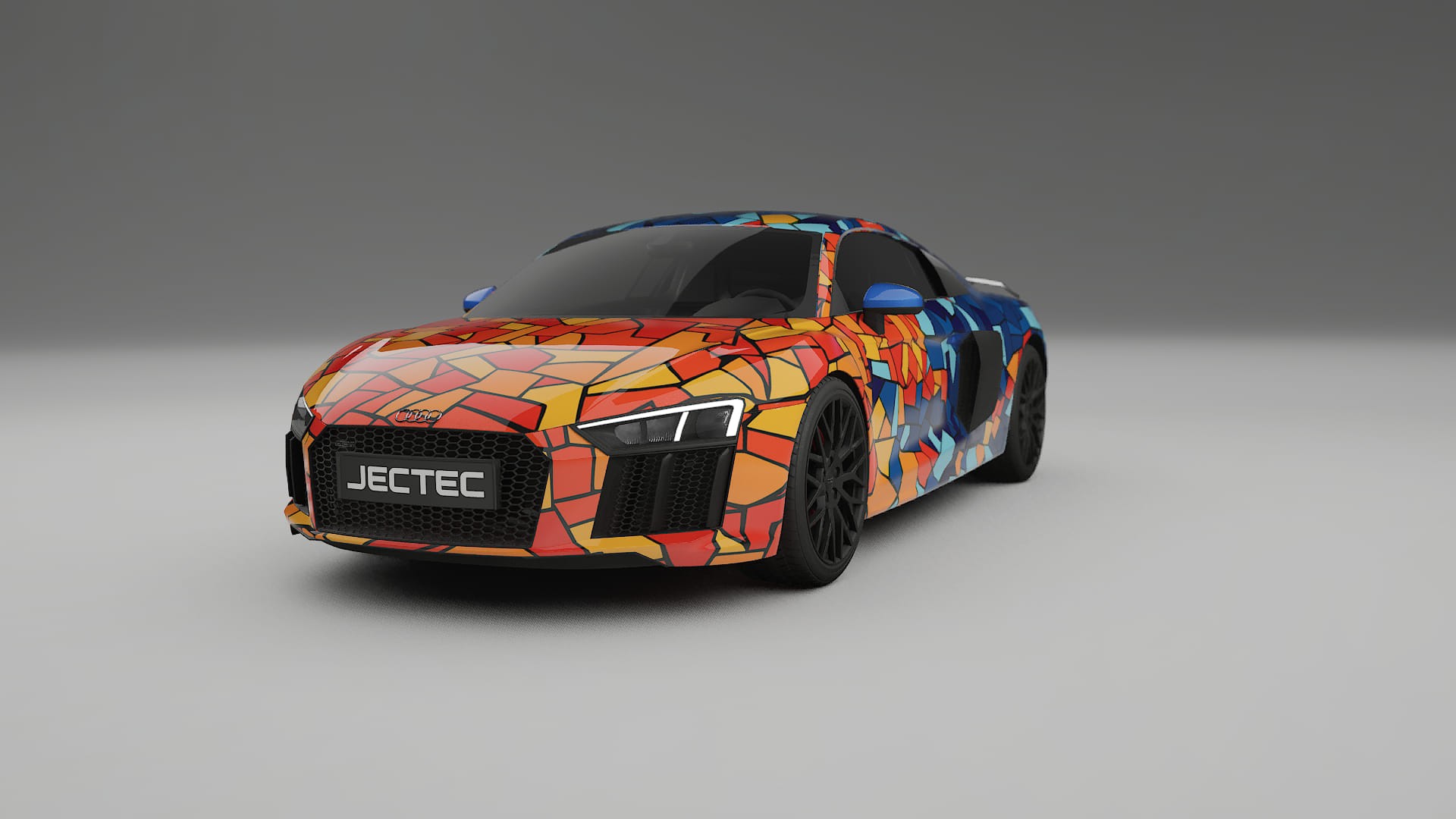 Audi R8 typ-4S prefacelift pre-LCI BARCELONA – Tervezett Wrap PPF készlet nyomtatható poliuretán fóliából