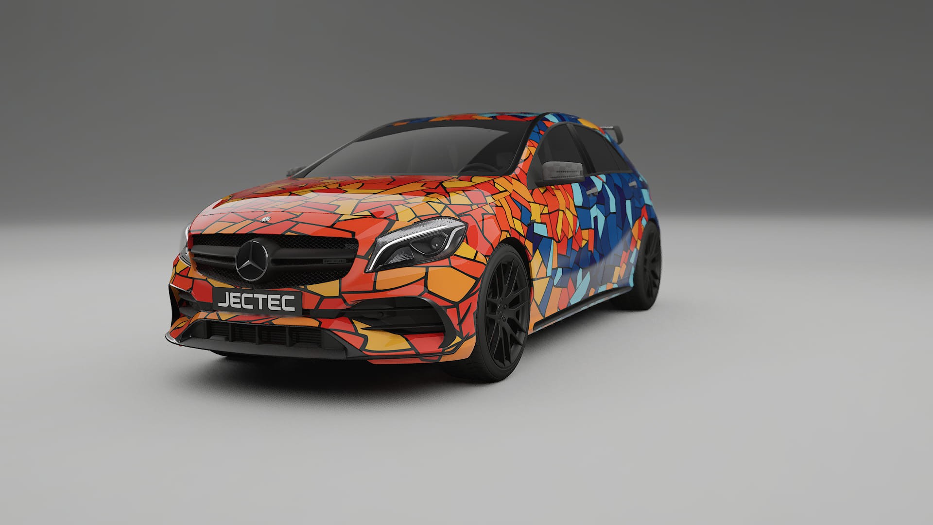 Mercedes A45 AMG W176 BARCELONA – Tervezett Wrap PPF készlet nyomtatható poliuretán fóliából