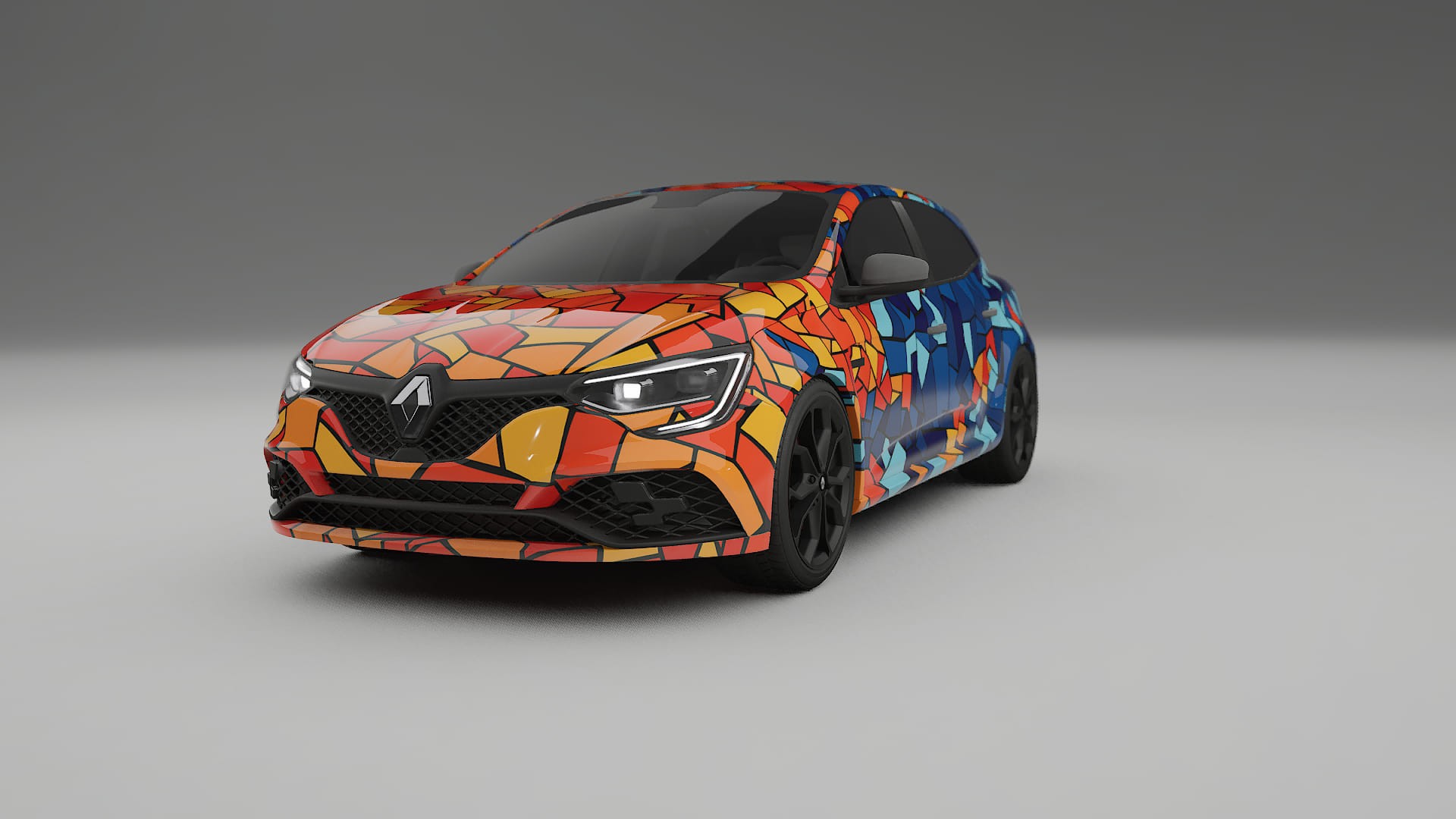 Renault Megane RS IV BARCELONA – Tervezett Wrap PPF készlet nyomtatható poliuretán fóliából