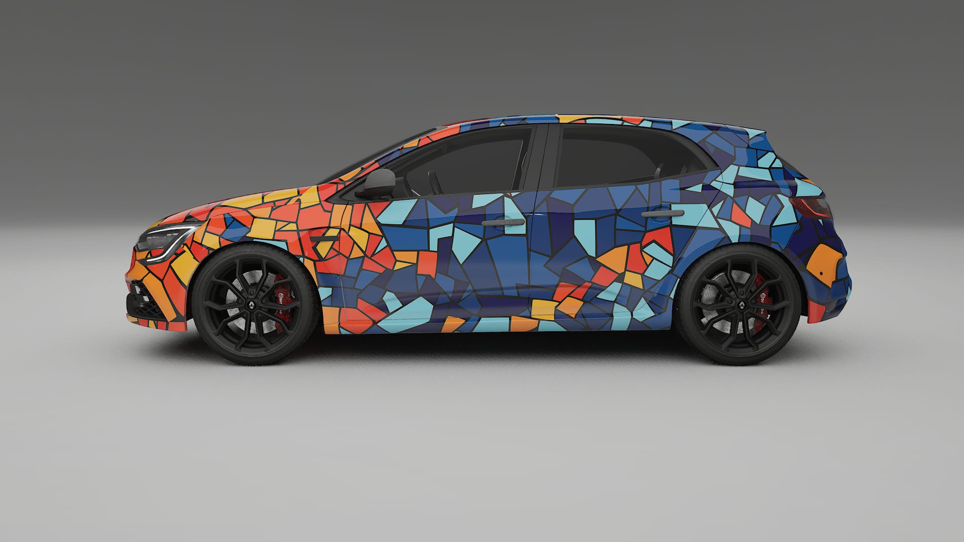 Renault Megane RS IV BARCELONA – Tervezett Wrap PPF készlet nyomtatható poliuretán fóliából
