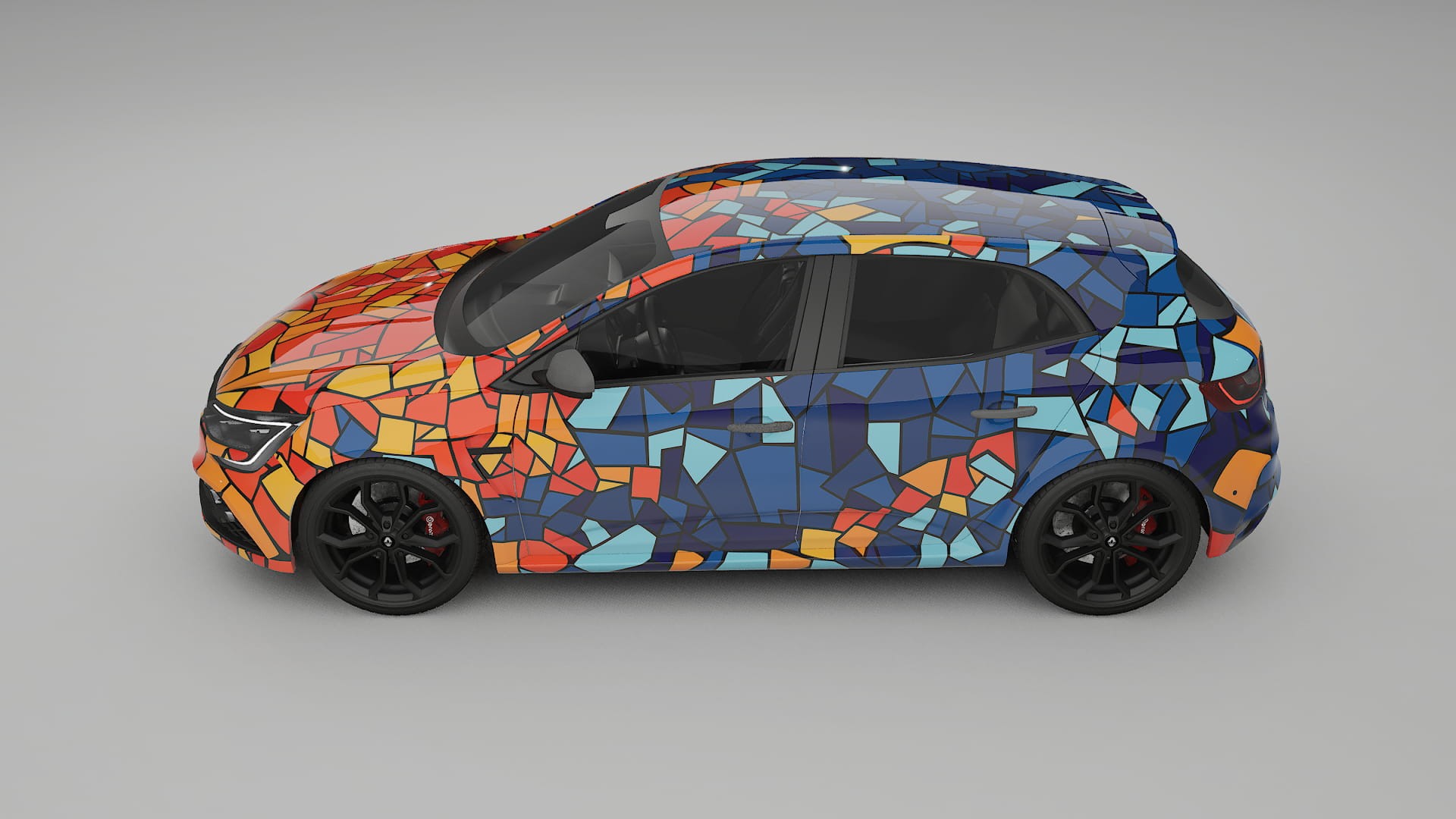 Renault Megane RS IV BARCELONA – Tervezett Wrap PPF készlet nyomtatható poliuretán fóliából