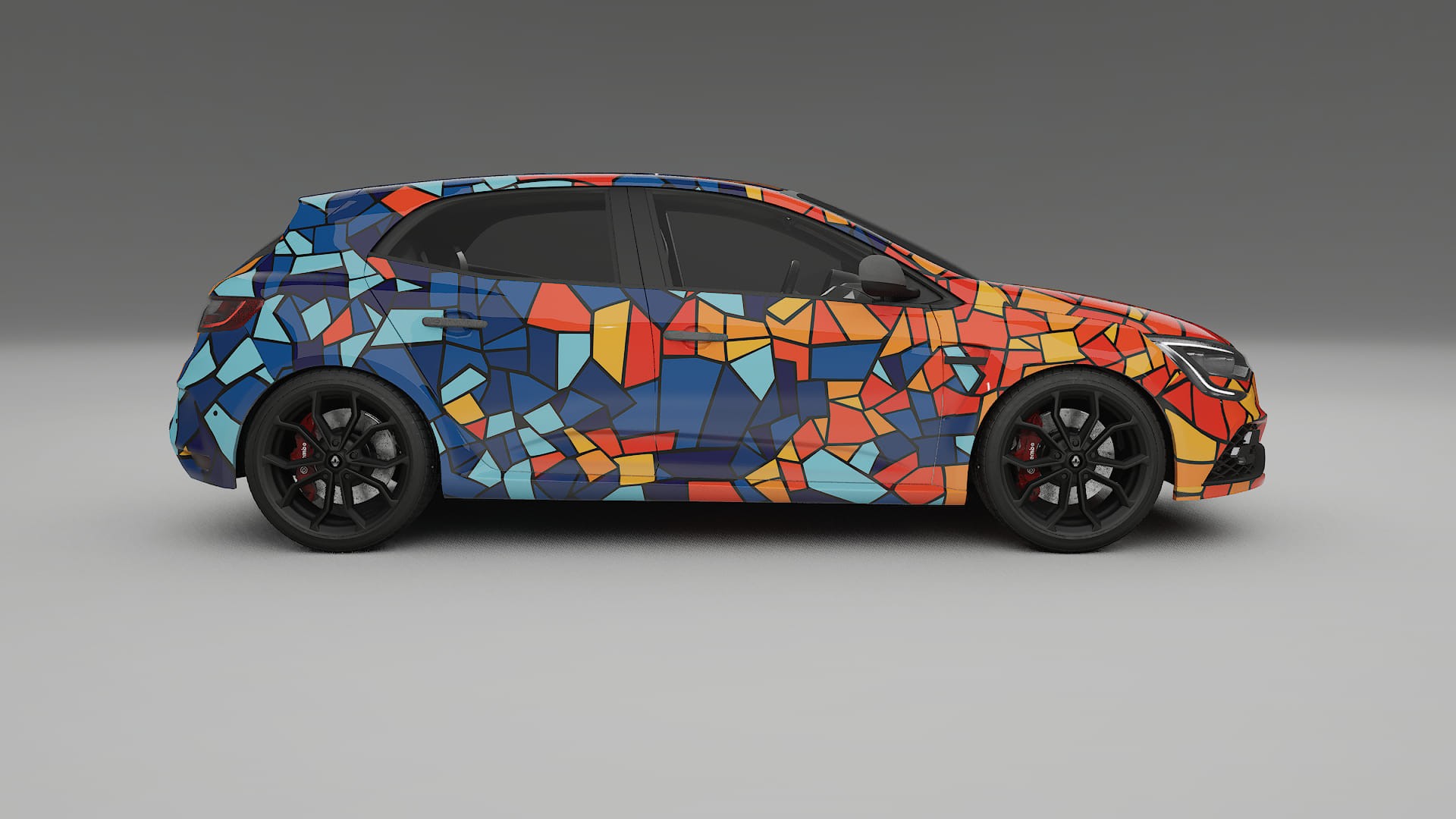 Renault Megane RS IV BARCELONA – Tervezett Wrap PPF készlet nyomtatható poliuretán fóliából