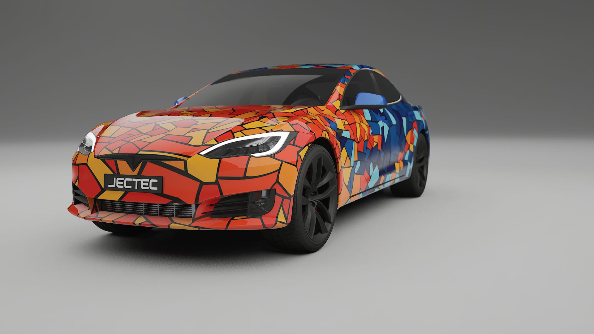 Tesla Model-S Refresh BARCELONA – Tervezett Wrap PPF készlet nyomtatható poliuretán fóliából