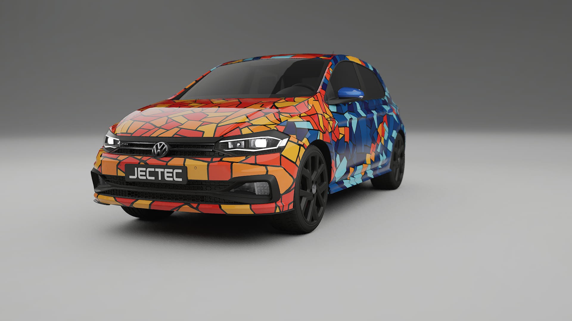 VW Polo GTI VI BARCELONA – Tervezett Wrap PPF készlet nyomtatható poliuretán fóliából