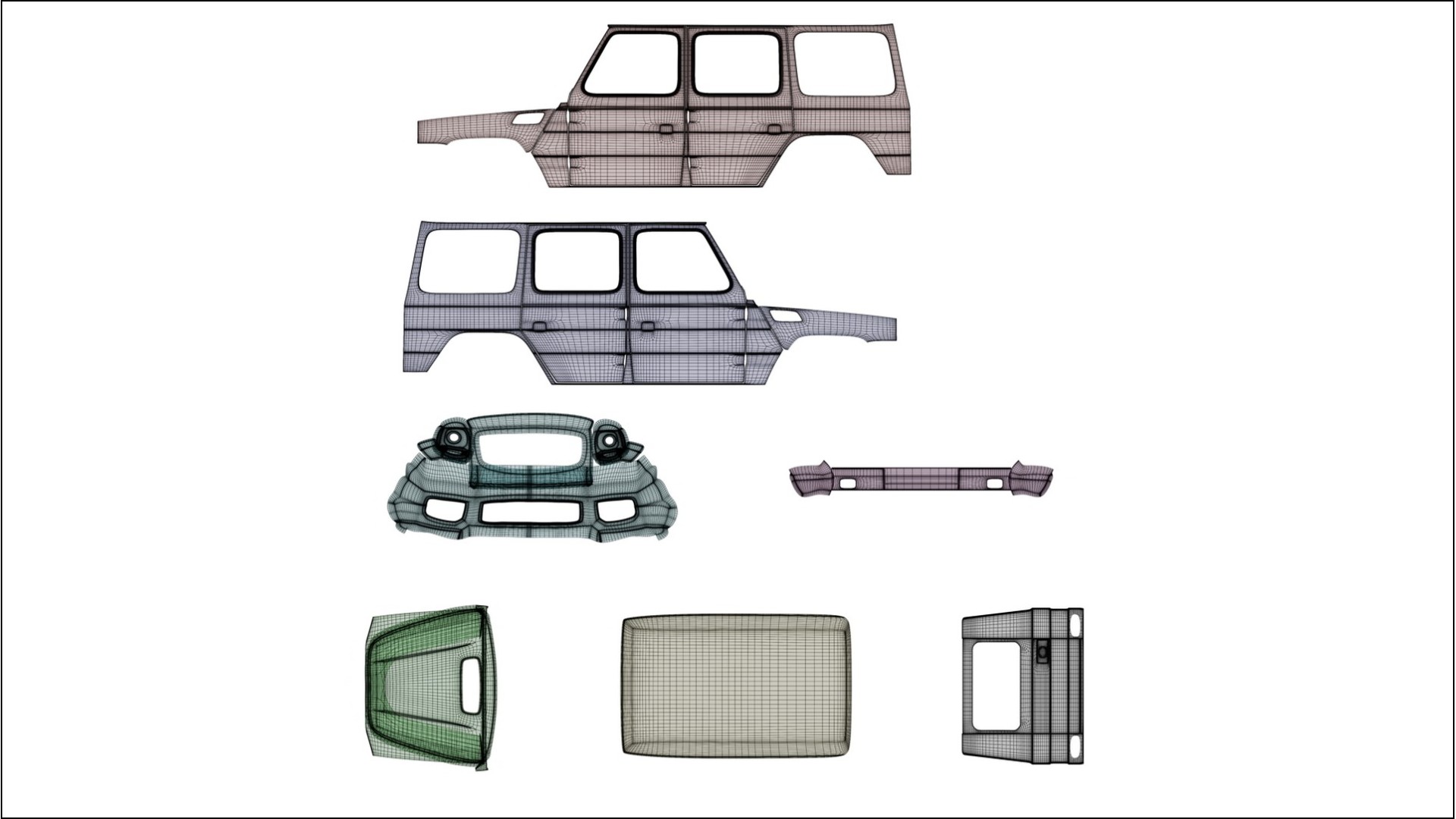 Mercedes G class 4x4 W463 TPU Fényezésvédő Fólia | EVERGREEN Színváltós PPF – Teljesen Elővágott Készlet 2